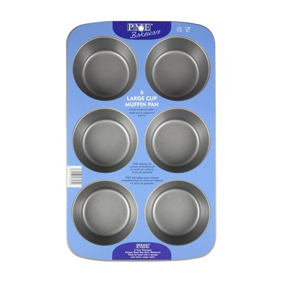 PME pme carbon steel non stick bakeware 6 cup large muffin pan, standard,  silver