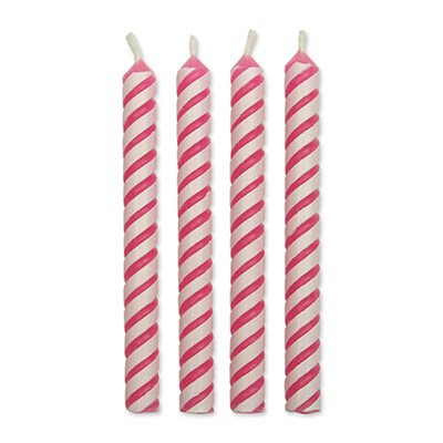 PME Pink Striped Candles 24-Pack Small Size 