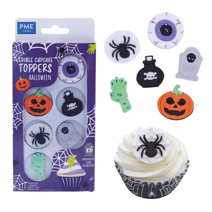 Halloween Edible Cupcake Topper Decorations, Set of 6