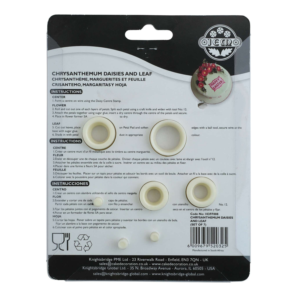 Chrysanthemum Daisies And Leaf Cutters Set Of 7