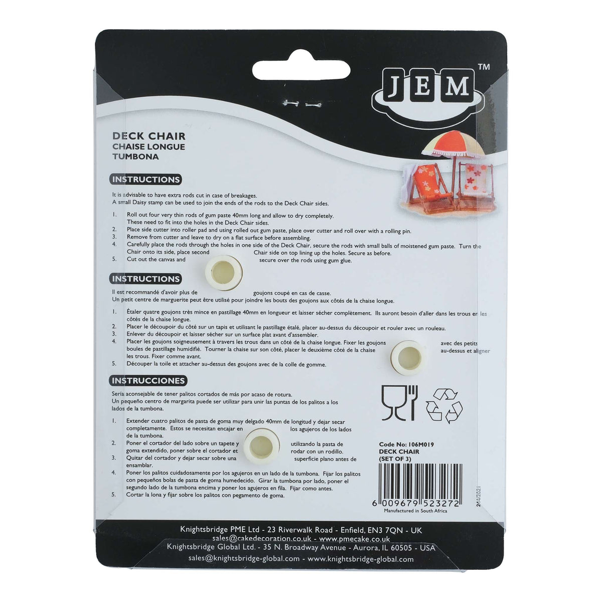 JEM Cortadores de Silla de Tumbona, Set de 3 Piezas