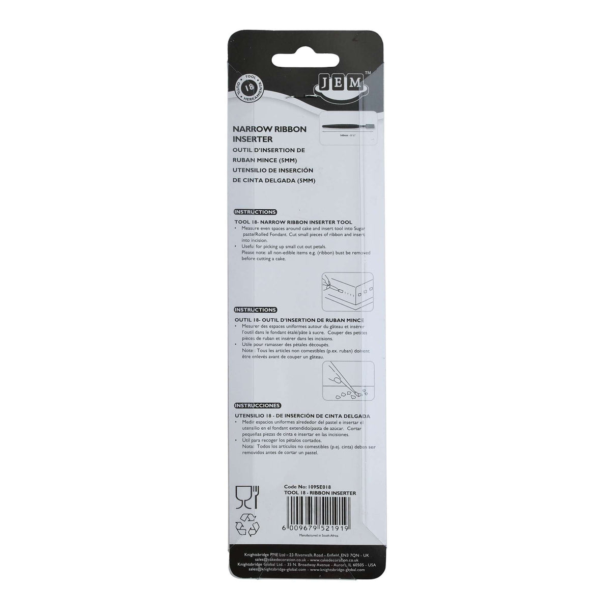 Outil de modélisation JEM - Inséreur de ruban étroit 5mm (140mm / 5,12")