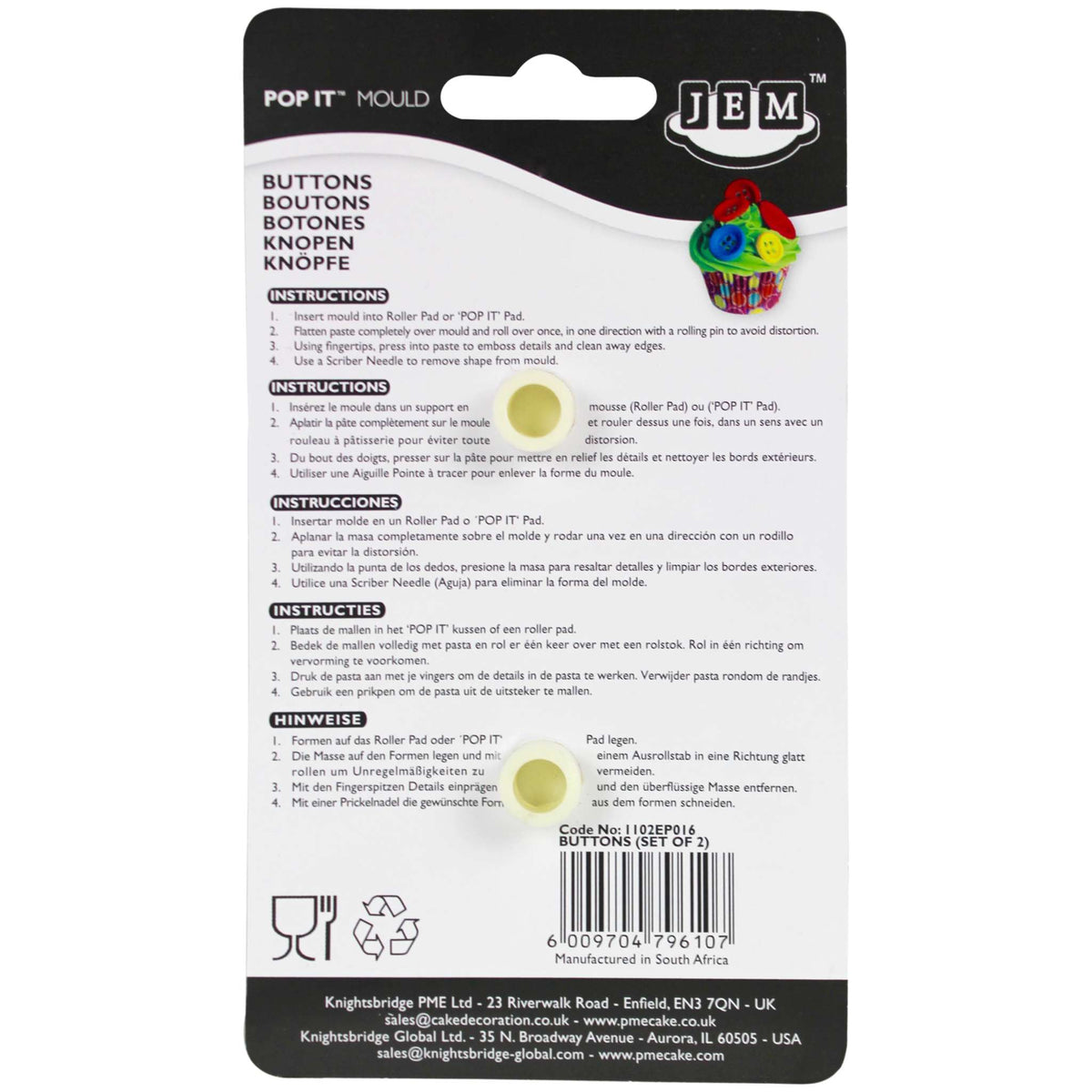 Buttons Pop It Mould Set Of 2