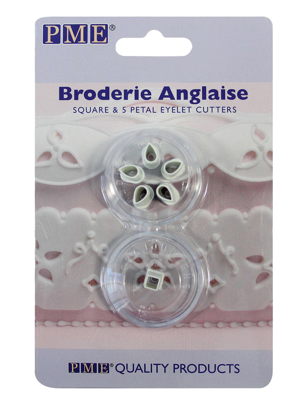 Broderie Anglaise Square & 5 Petal Eyelet Fondant Cutters