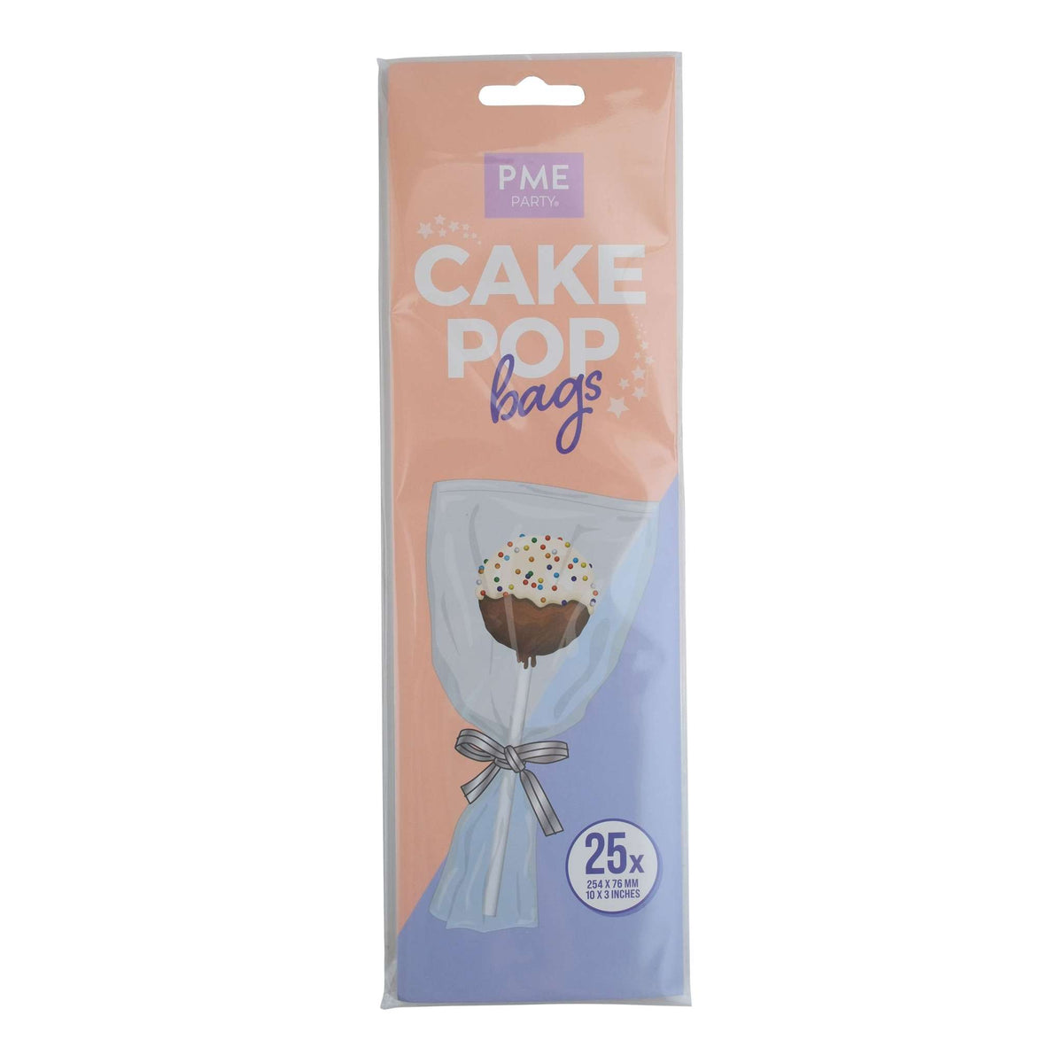 Clear Cake Pop Bags Pk/25 (254 x 76mm / 10 x 3 inches)