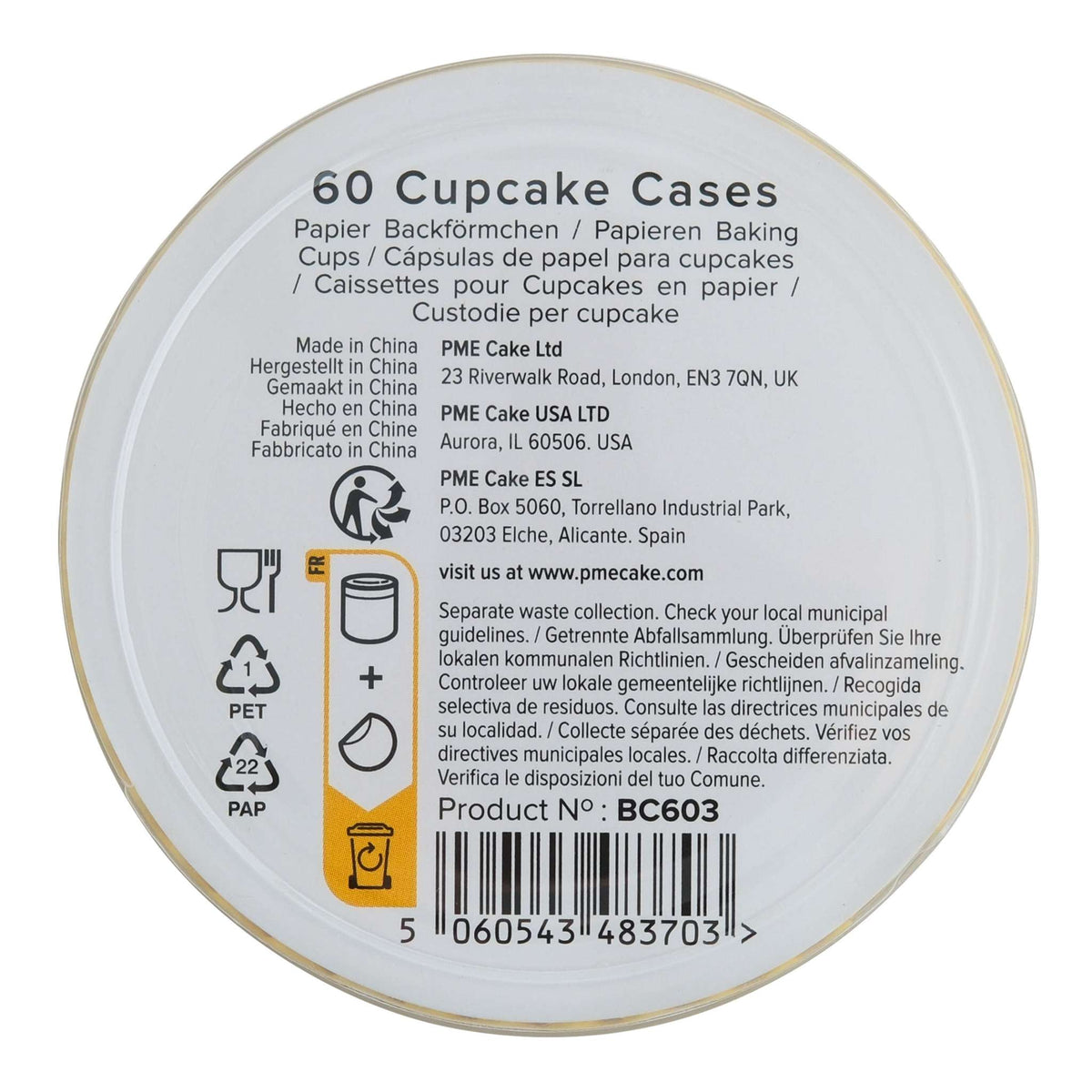 Cápsulas para Cupcakes, Amarillo (60)