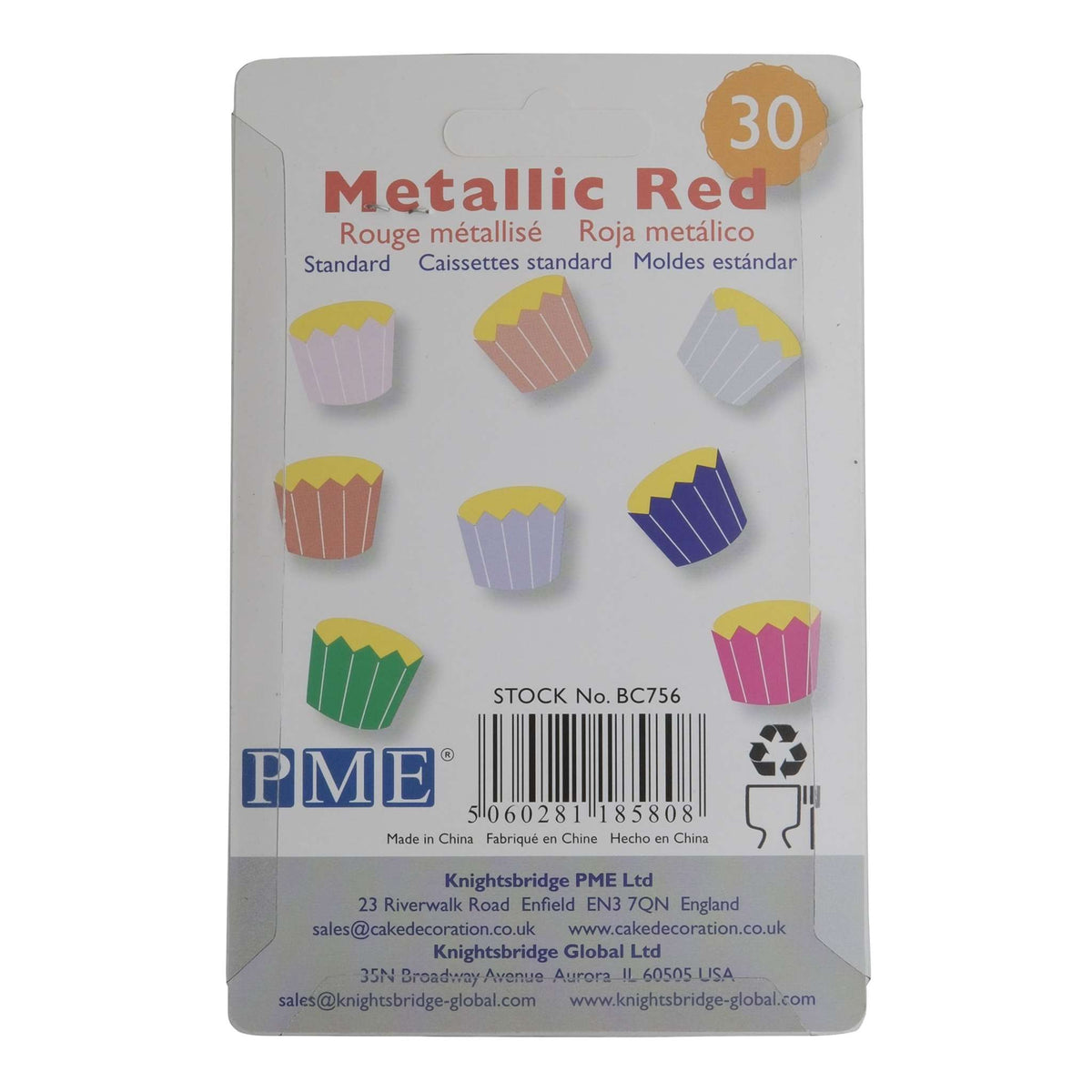 Metallic Red Standard Baking Cases Pk/30