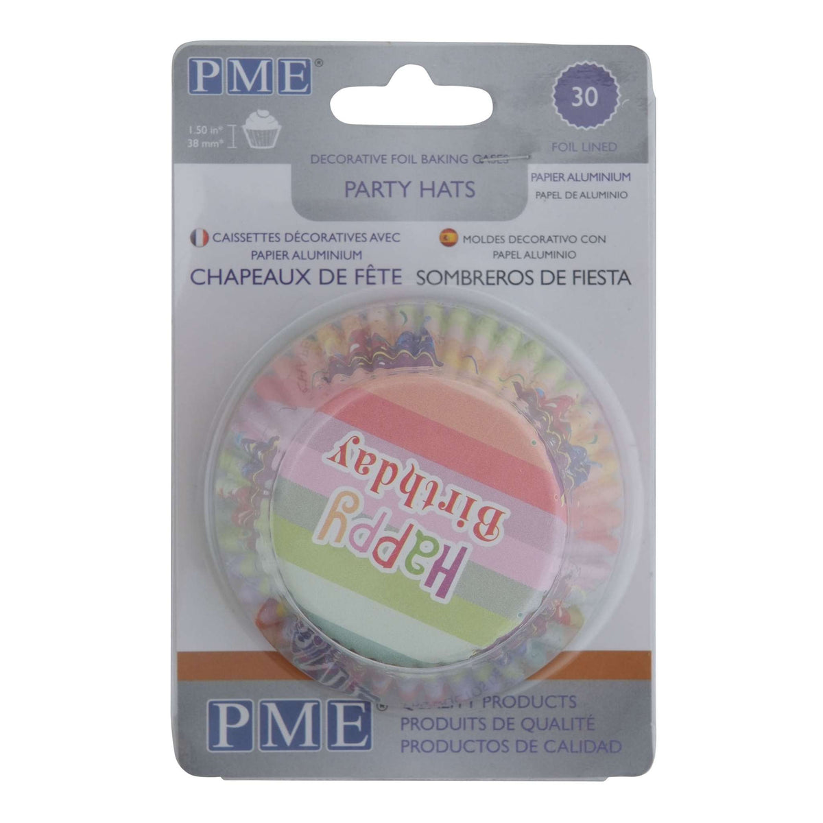 Party Hats Foil Lined Cupcake Cases Pk/30
