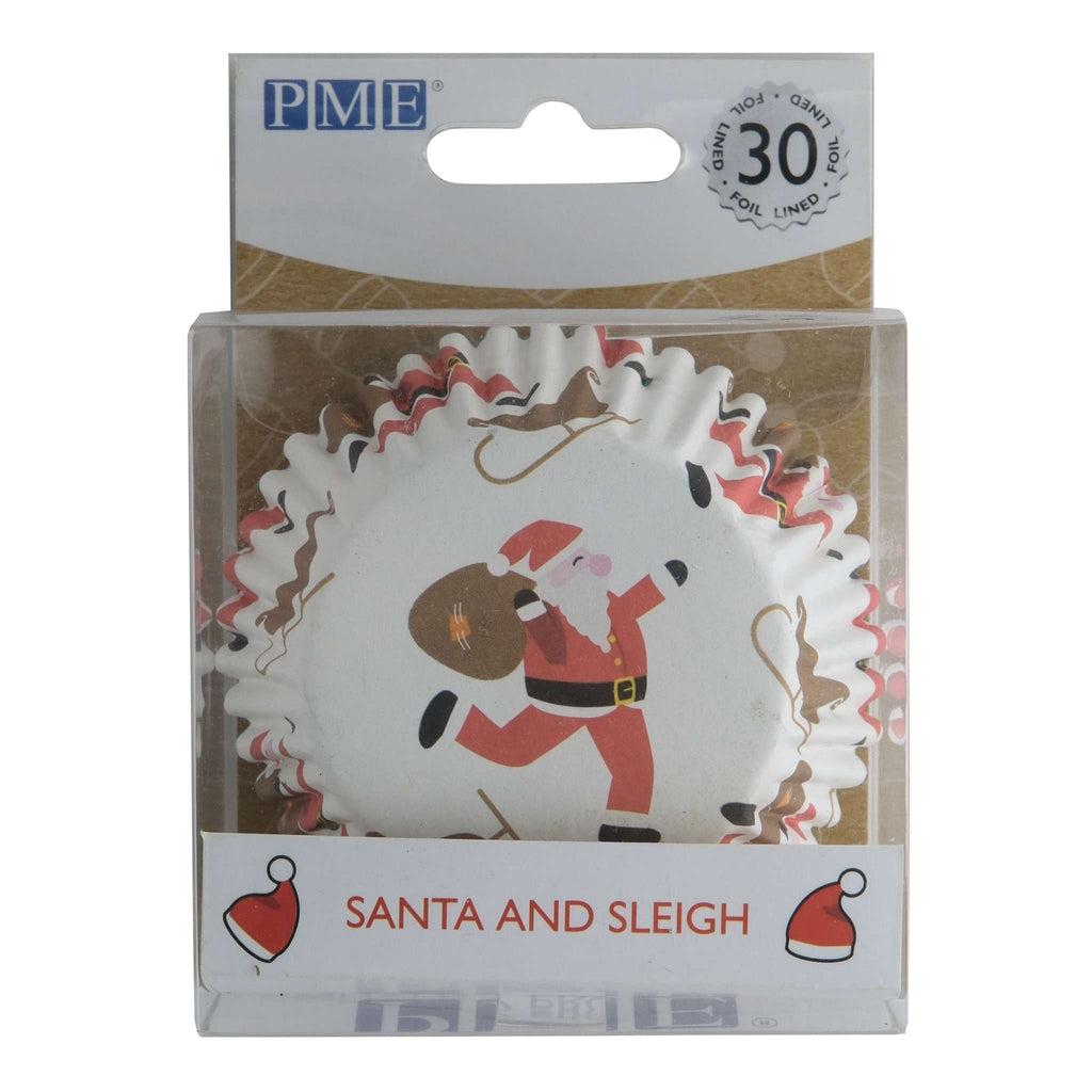 Santa And Sleigh Foil Lined Cupcake Cases Pk/30
