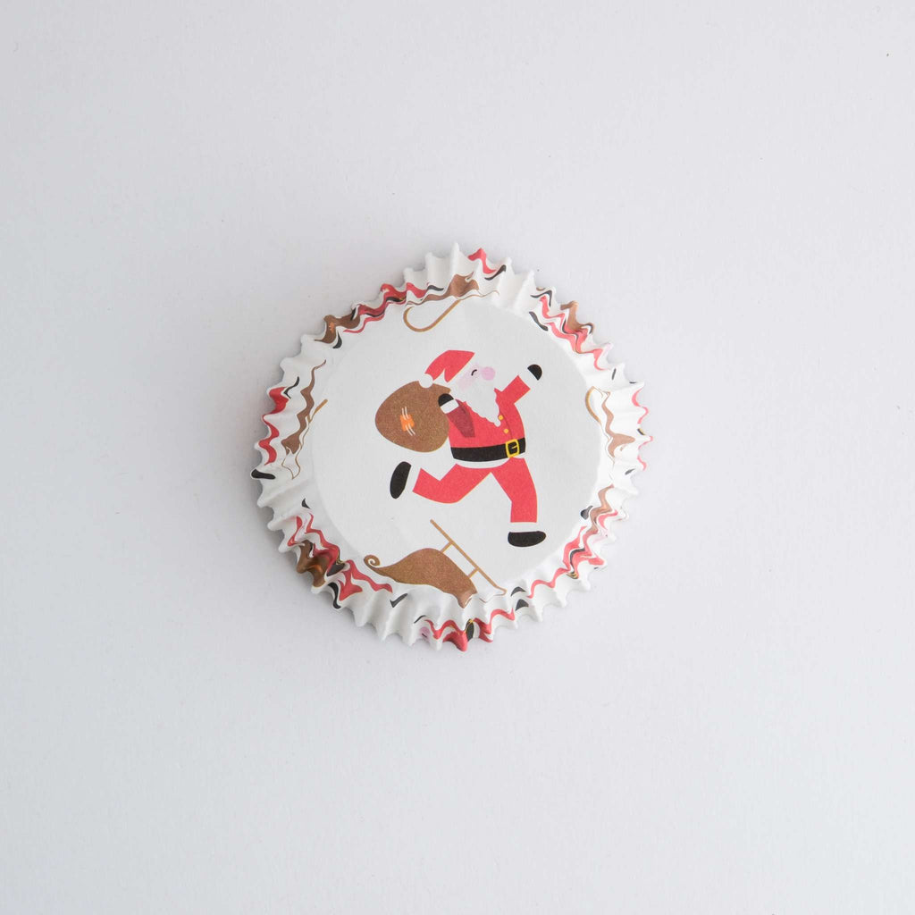 Santa And Sleigh Foil Lined Cupcake Cases Pk/30