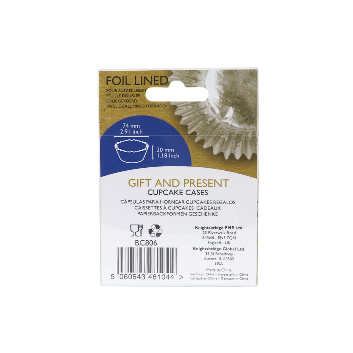 Gifts And Presents Foil Lined Cupcake Cases Pk/30