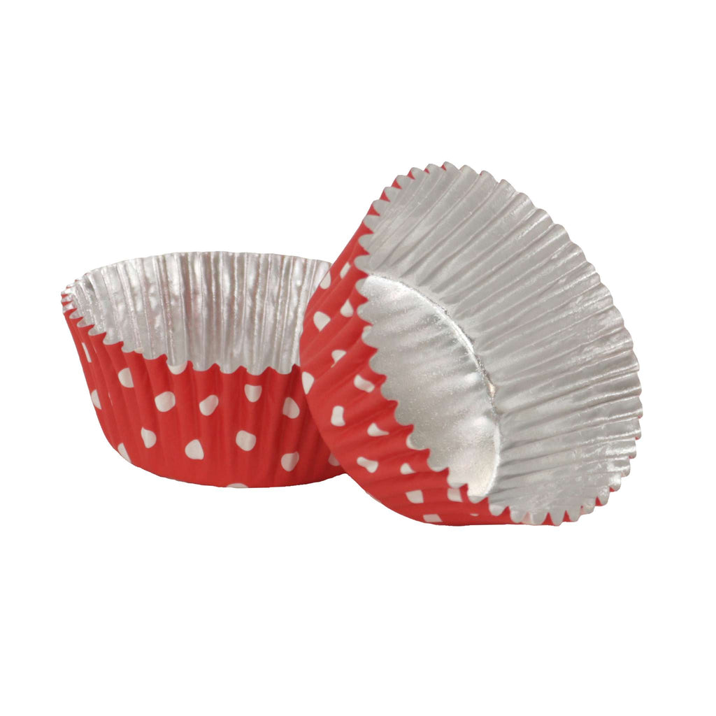 Red Polka Dot Foil Lined Cupcake Cases Pk/30