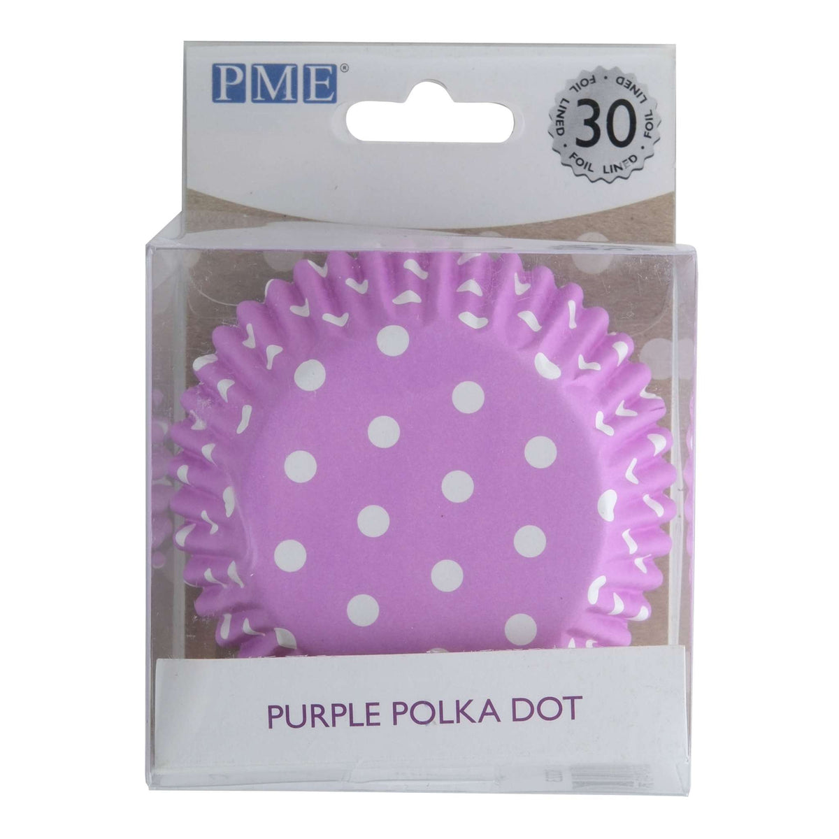 Purple Polka Dot Foil Lined Cupcake Cases Pk/30
