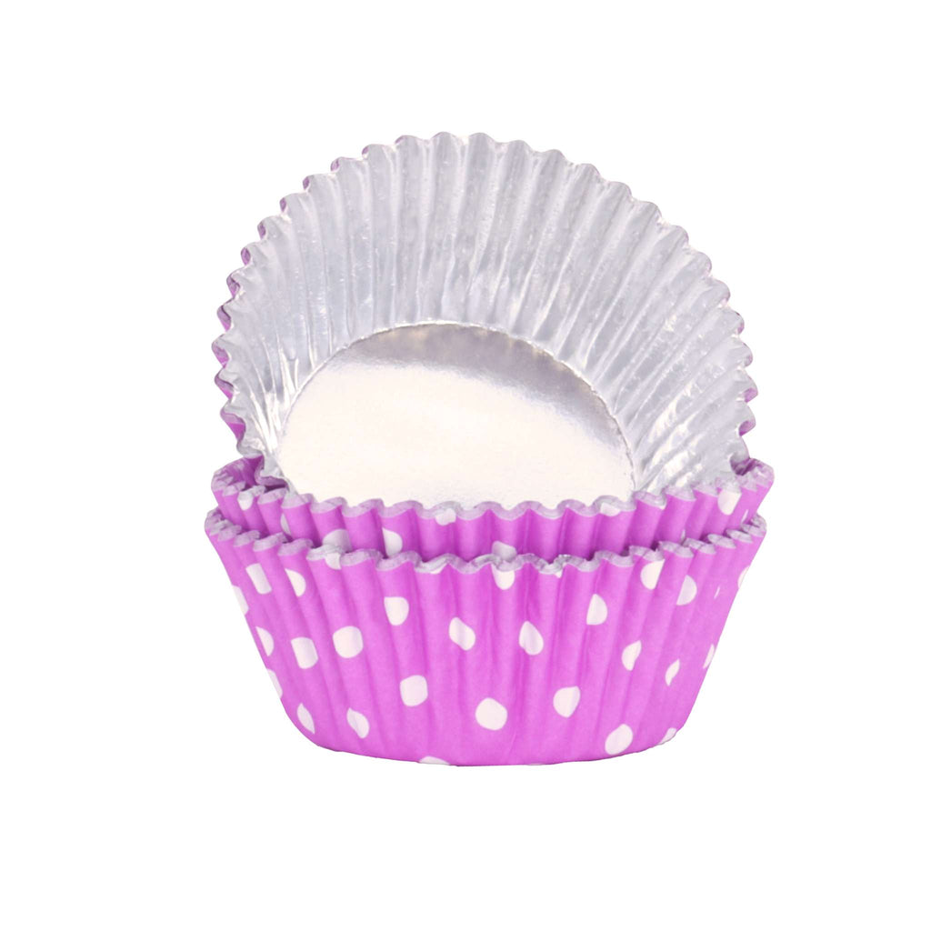 Purple Polka Dot Foil Lined Cupcake Cases Pk/30
