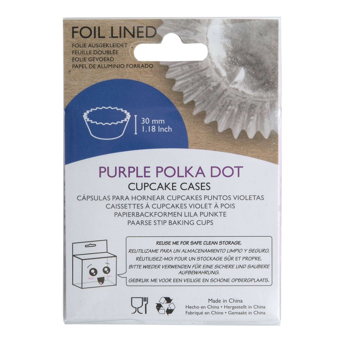 Cápsulas Forradas de Aluminio - Lunares Morados, Pack de 30
