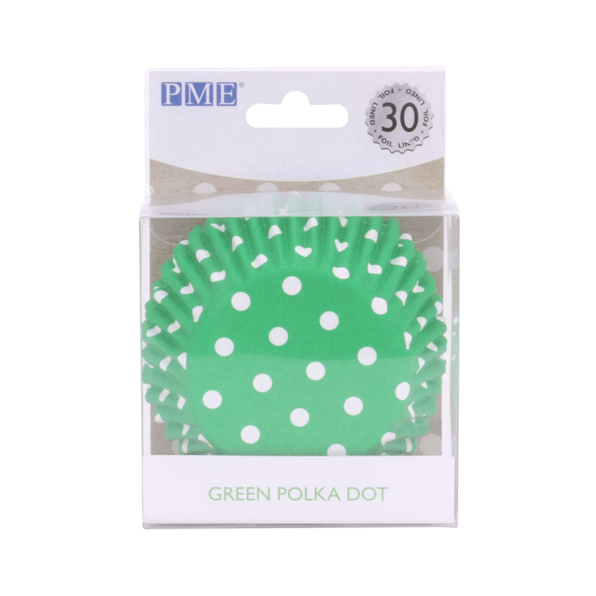 Green Polka Dot Foil Lined Cupcake Cases Pk/30