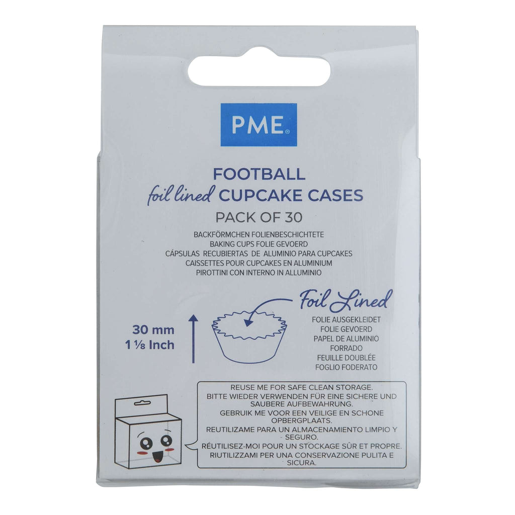 Football Foil Lined Cupcake Cases Pk/30