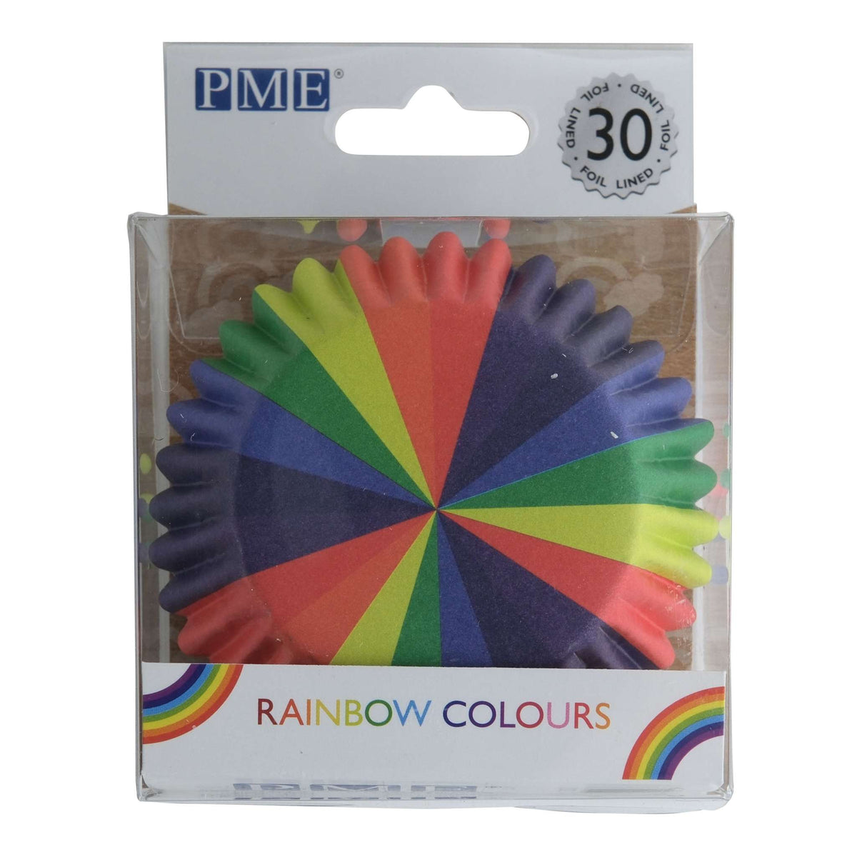 Rainbow Colours Foil Lined Cupcake Cases Pk/30