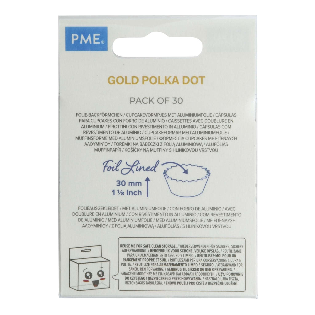 Gold Polka Dot Foil Lined Cupcake Cases Pk/30