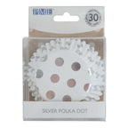 Cupcake-Förmchen folienbeschichtet - Silberfolien-Punkte 30er Pack
