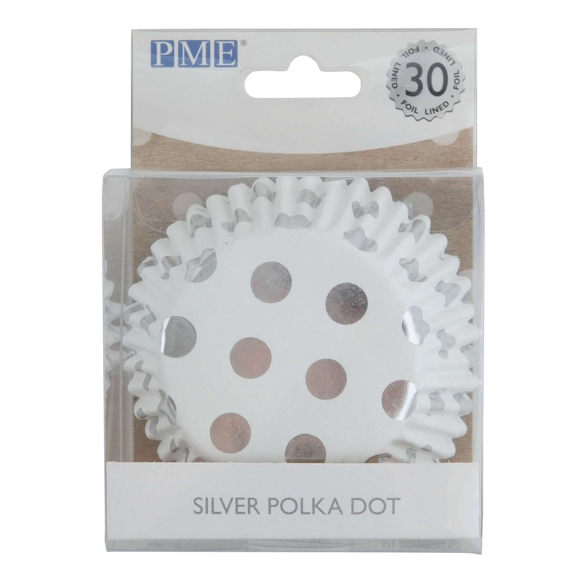 Cupcake-Förmchen folienbeschichtet - Silberfolien-Punkte 30er Pack