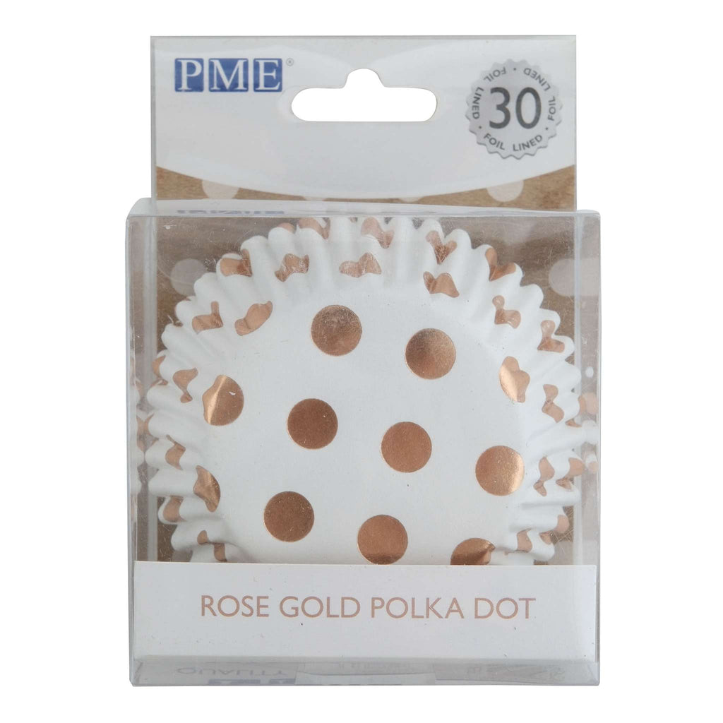 Cupcake-Förmchen folienbeschichtet - Roségoldfolien-Punkte 30er Pack
