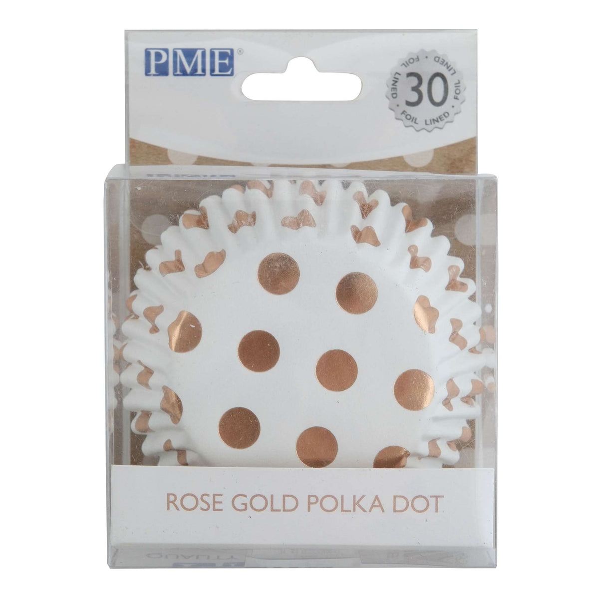 Rose Gold Polka Dot Foil Lined Cupcake Cases Pk/30