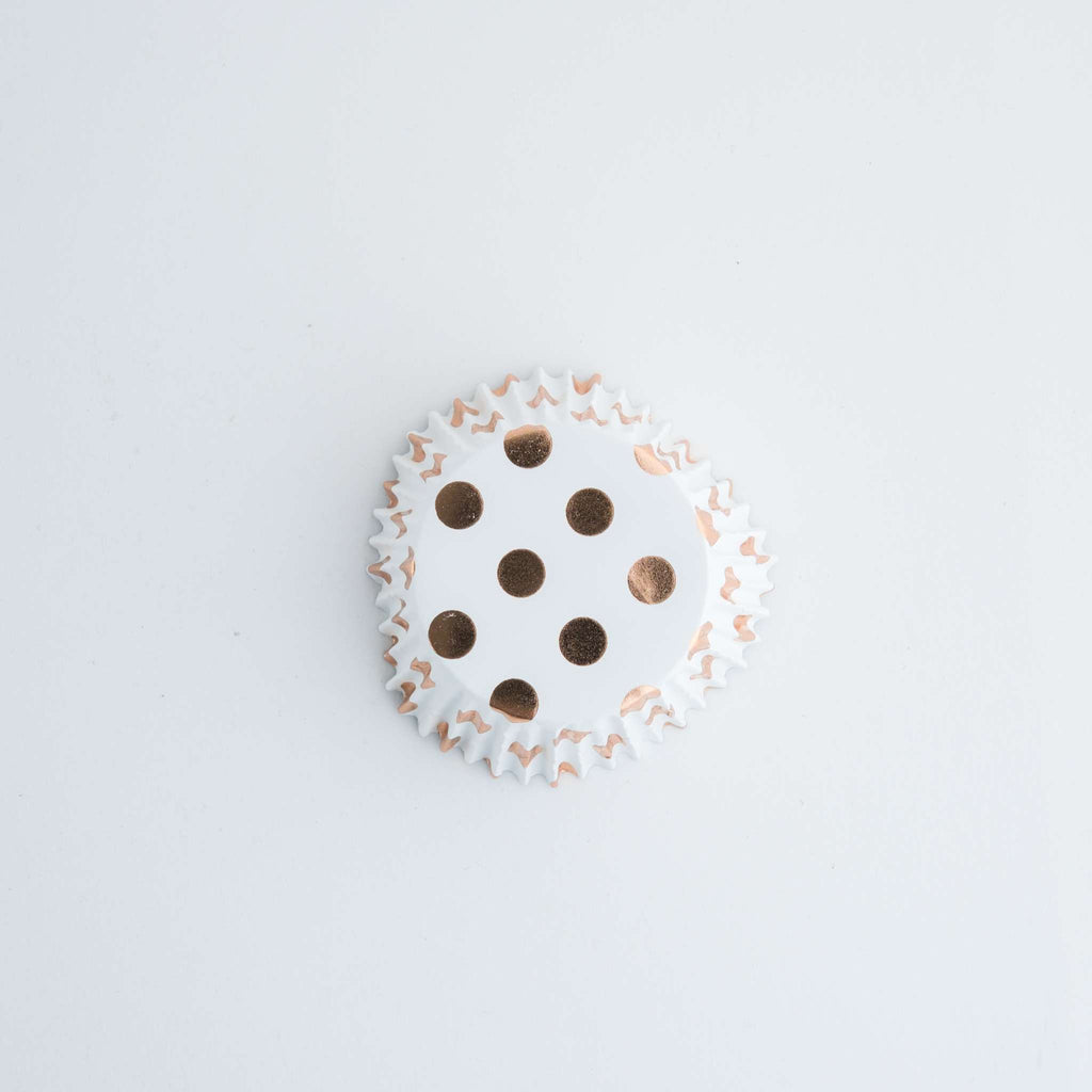 Cupcake-Förmchen folienbeschichtet - Roségoldfolien-Punkte 30er Pack