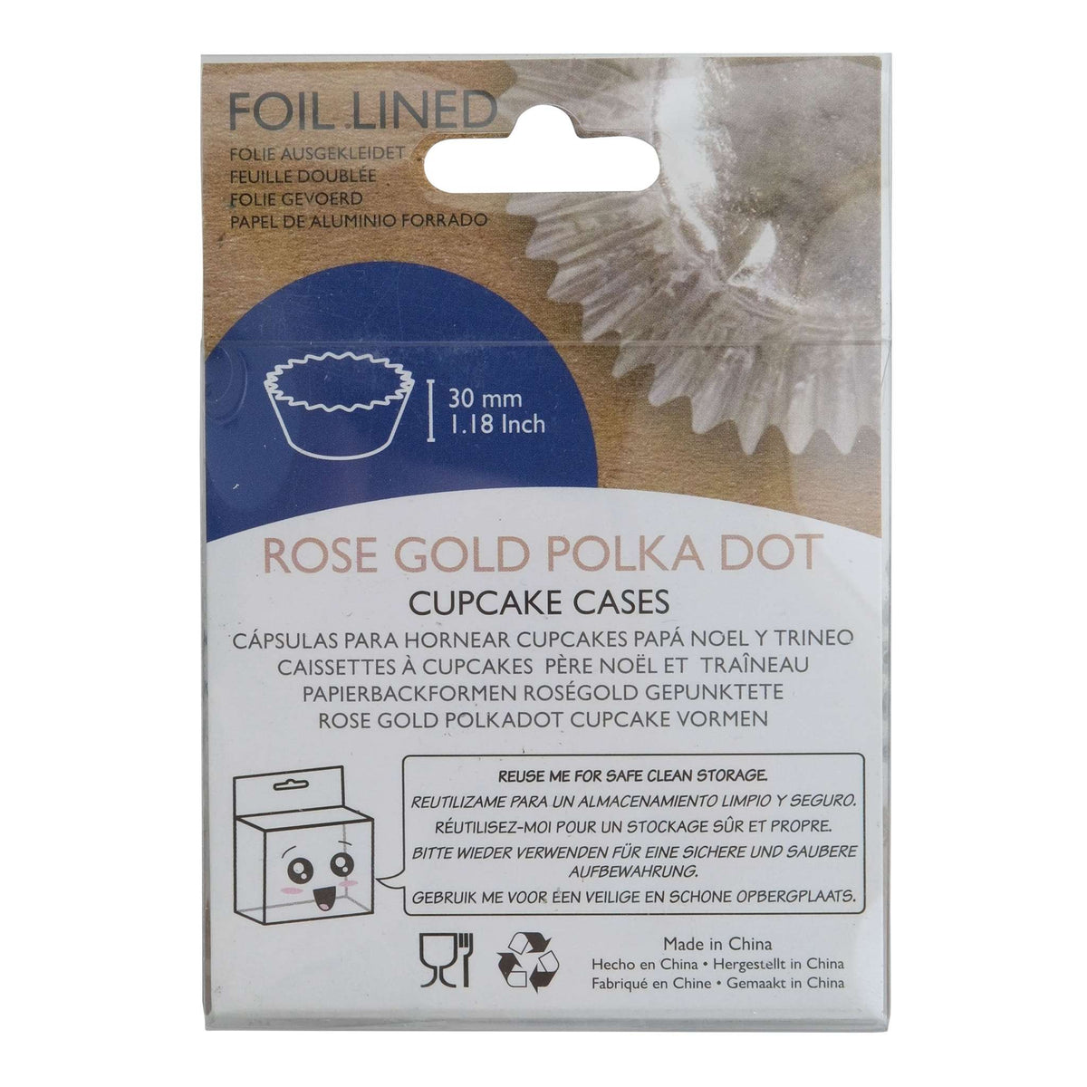 Rose Gold Polka Dot Foil Lined Cupcake Cases Pk/30