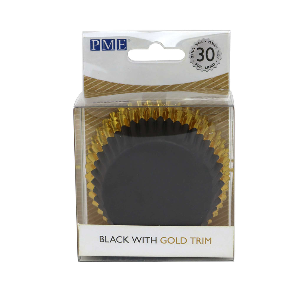 Cápsulas Forradas de Aluminio - Negras con Borde de Aluminio Dorado, Pack de 30