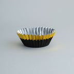 Cápsulas Forradas de Aluminio - Negras con Borde de Aluminio Dorado, Pack de 30