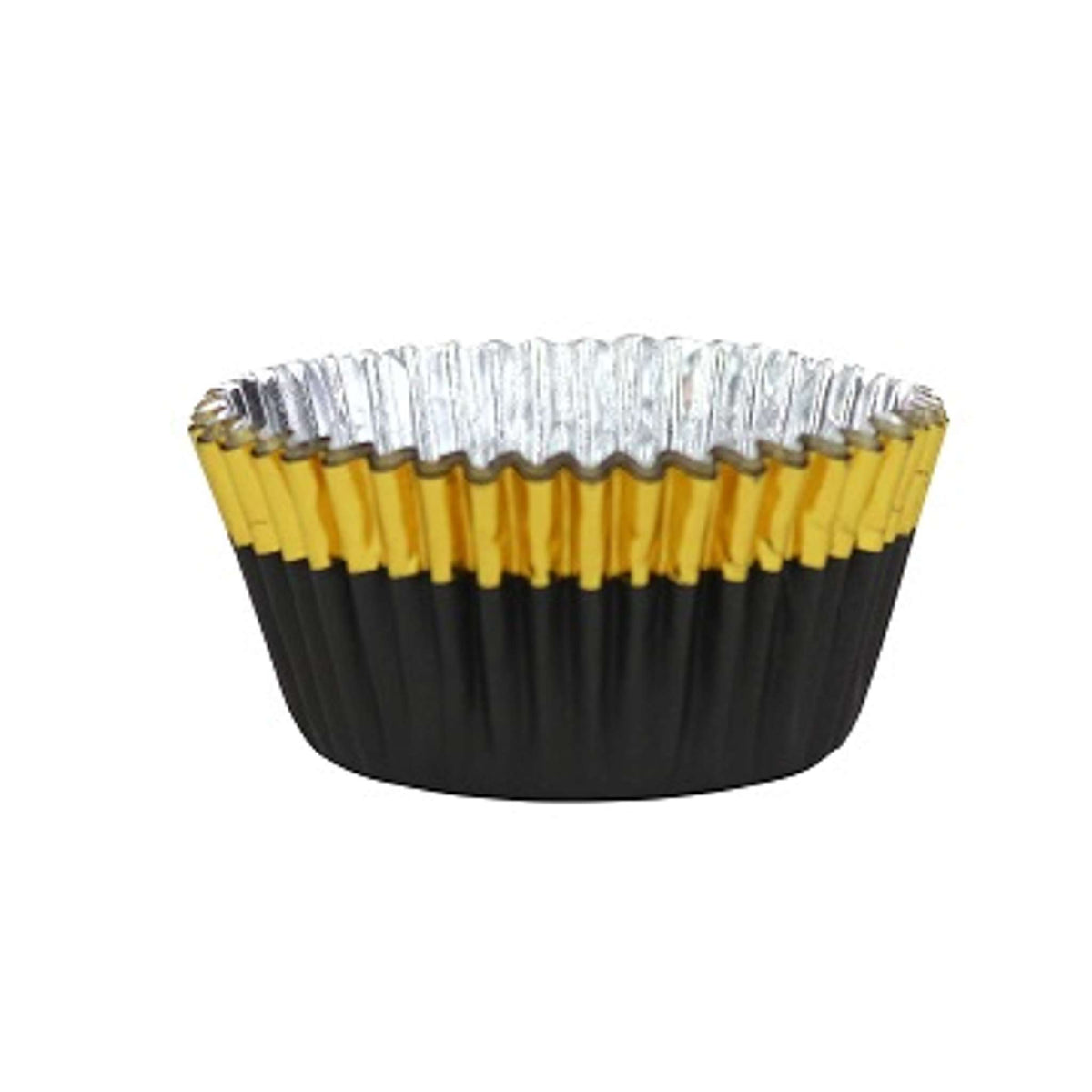 Cápsulas Forradas de Aluminio - Negras con Borde de Aluminio Dorado, Pack de 30