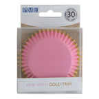 Cupcake Vormpjes Folie Gevoerd - Perzik met Gouden Folie Rand Pk/30