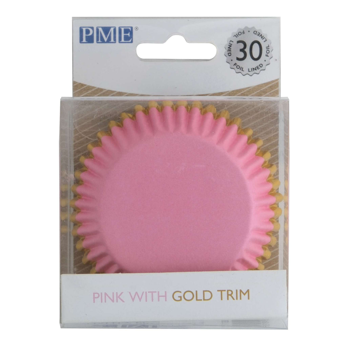 Cupcake Vormpjes Folie Gevoerd - Perzik met Gouden Folie Rand Pk/30