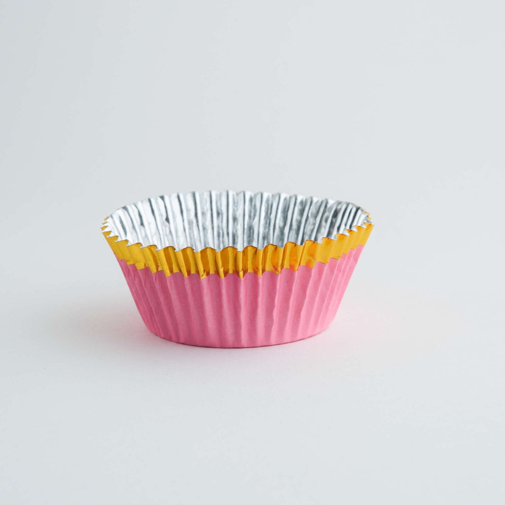 Cupcake Vormpjes Folie Gevoerd - Perzik met Gouden Folie Rand Pk/30