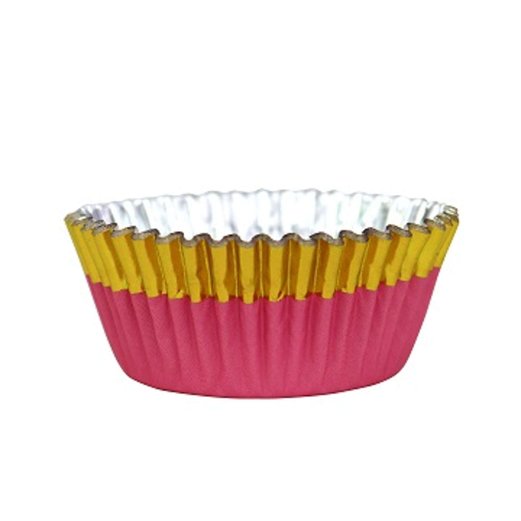 Cupcake Vormpjes Folie Gevoerd - Perzik met Gouden Folie Rand Pk/30