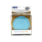 Blue With Gold Trim Foil Lined Cupcake Cases Pk/30