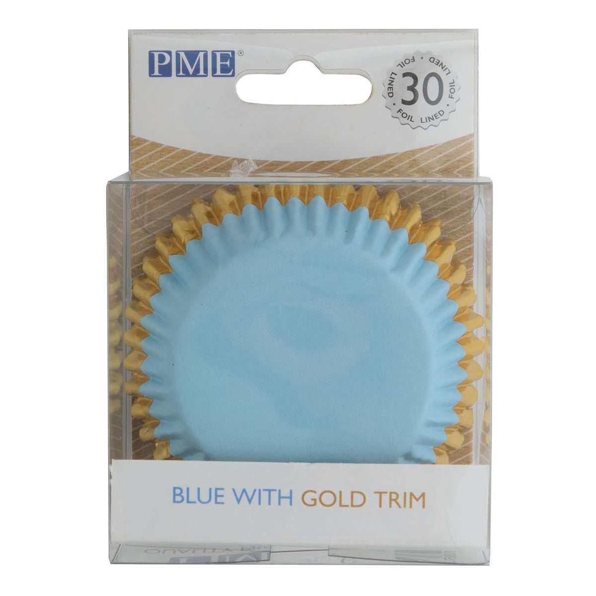 Blue With Gold Trim Foil Lined Cupcake Cases Pk/30