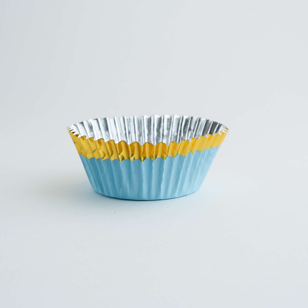 Blue With Gold Trim Foil Lined Cupcake Cases Pk/30