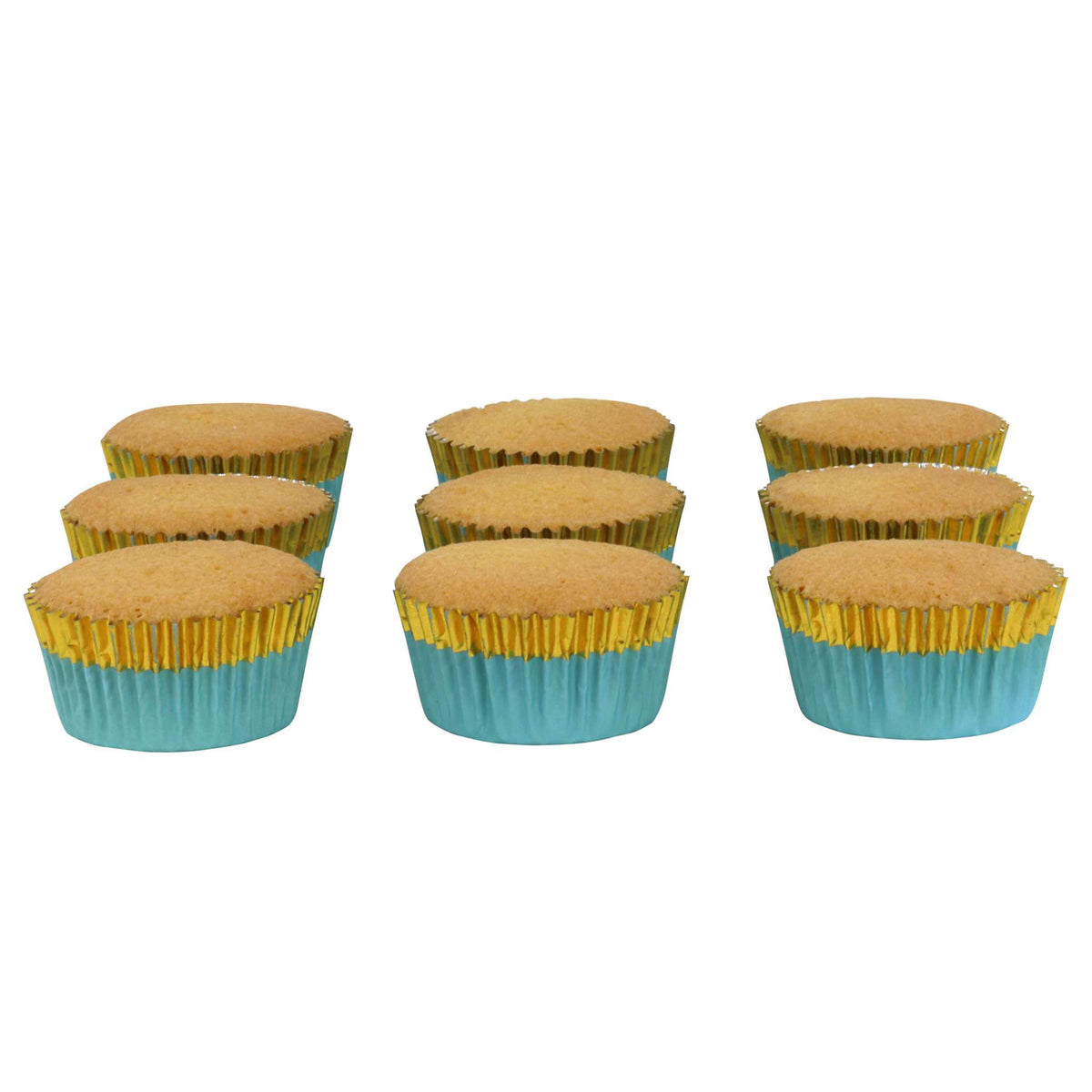 Blue With Gold Trim Foil Lined Cupcake Cases Pk/30