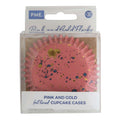 Muffinförmchen mit Folienbeschichtung - Rosa mit goldenen Flecken (Set mit 30)