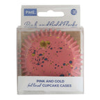 Muffinförmchen mit Folienbeschichtung - Rosa mit goldenen Flecken (Set mit 30)