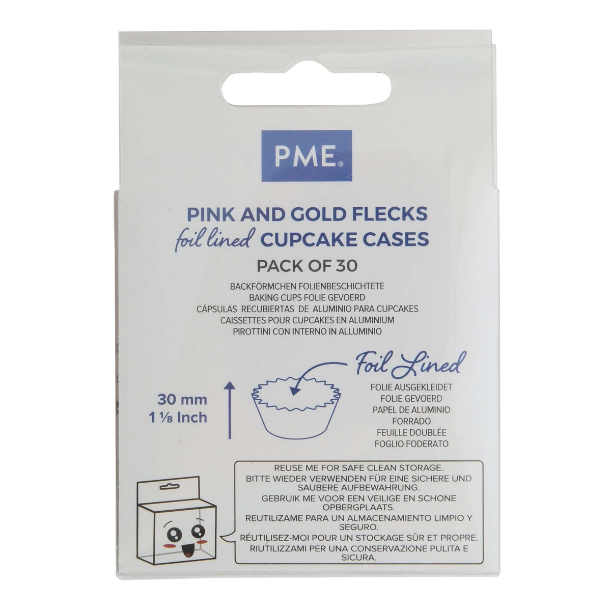 Pink & Gold Flecks Foil Lined Cupcake Cases Pk/30