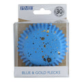 Caissettes à Cupcakes Doublées de Feuille - Bleu & Paillettes Dorées (pack de 30)