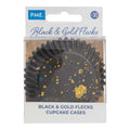 Black & Gold Flecks Foil Lined Cupcake Cases Pk/30