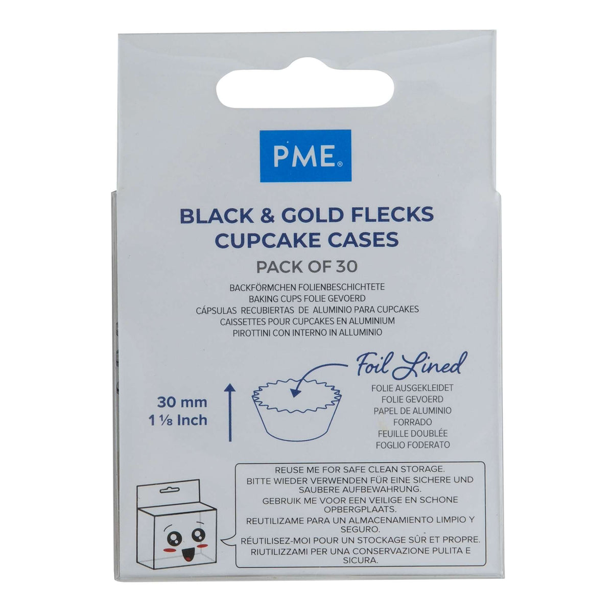 Black & Gold Flecks Foil Lined Cupcake Cases Pk/30