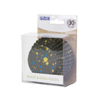 Black & Gold Flecks Foil Lined Cupcake Cases Pk/30