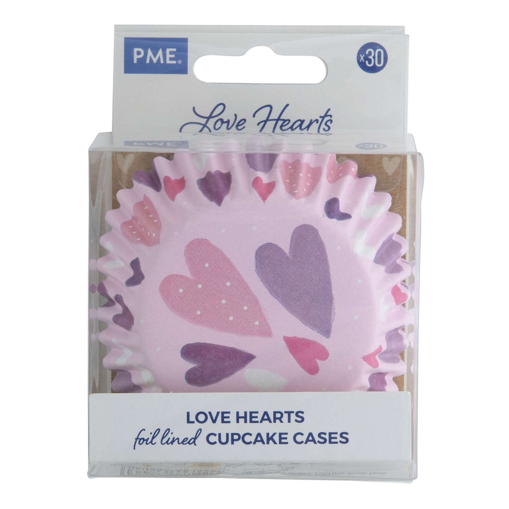 Love Hearts Foil Lined Cupcake Cases Pk/30
