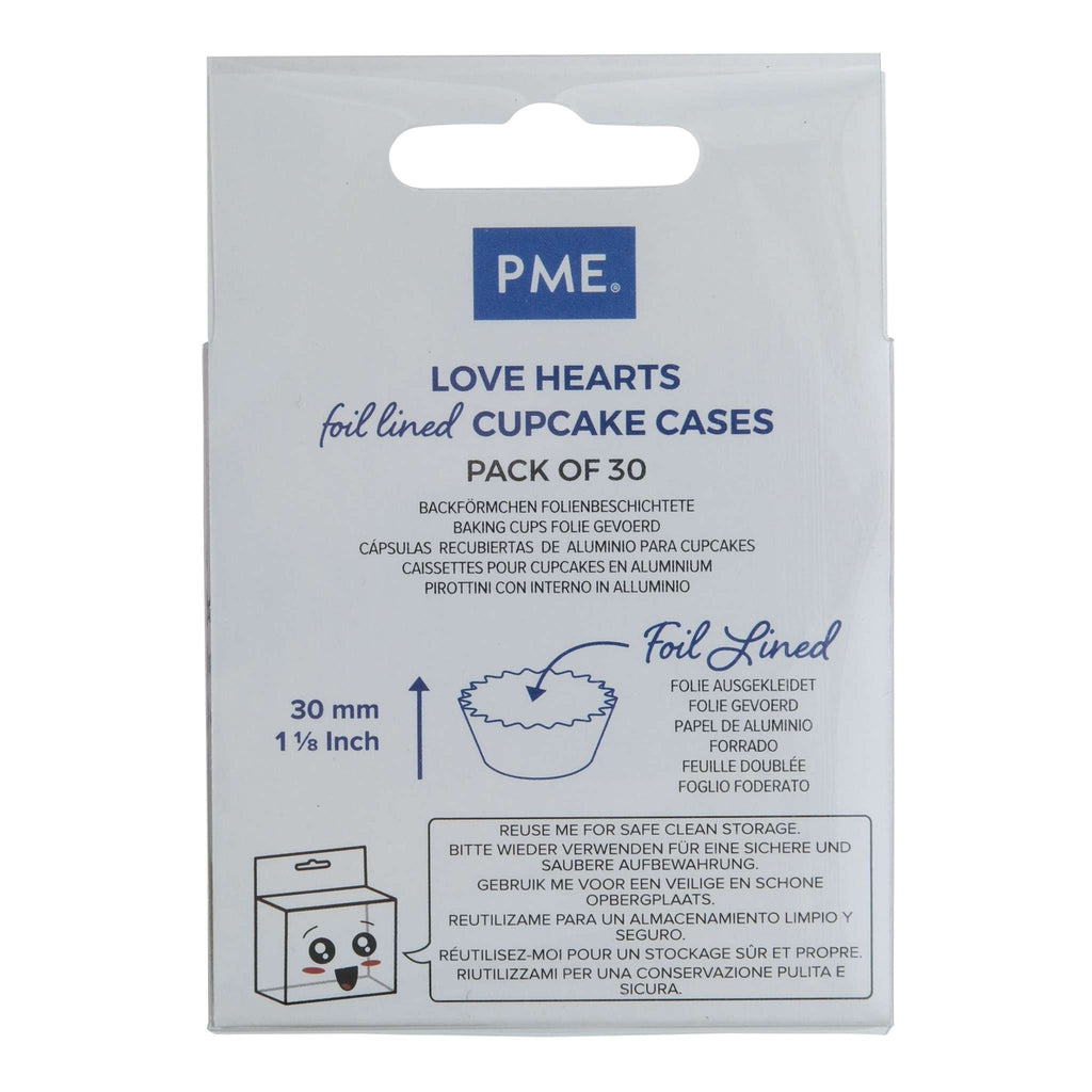 Love Hearts Foil Lined Cupcake Cases Pk/30
