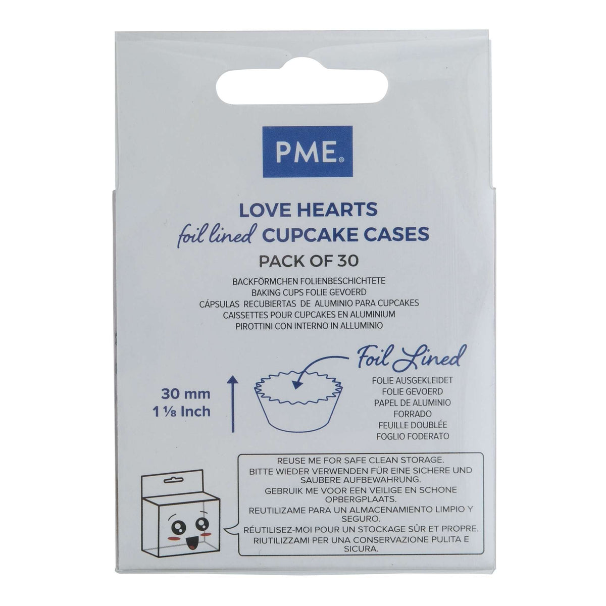 Love Hearts Foil Lined Cupcake Cases Pk/30